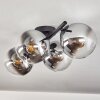 Gastor ceiling light, globe light chrome, clear, Smoke-coloured, 4-light sources