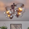 Gastor ceiling light, globe light chrome, clear, Smoke-coloured, 4-light sources