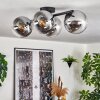 Gastor ceiling light, globe light chrome, clear, Smoke-coloured, 4-light sources