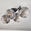 Koyoto ceiling light, globe light clear, Smoke-coloured, 4-light sources