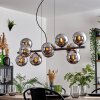 Gastor hanging light, globe light, pendant light chrome, Smoke-coloured, 10-light sources