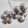 Gastor hanging light, globe light, pendant light chrome, Smoke-coloured, 10-light sources