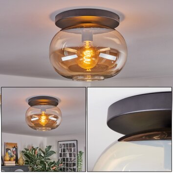 Apedo ceiling light, globe light Amber, 1-light source