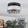 Boza ceiling light, globe light chrome, clear, 1-light source