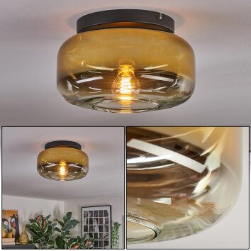 Boza ceiling light, globe light gold, clear, 1-light source