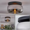 Boza ceiling light, globe light chrome, Smoke-coloured, 1-light source