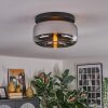 Boza ceiling light, globe light chrome, Smoke-coloured, 1-light source