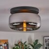 Boza ceiling light, globe light chrome, Smoke-coloured, 1-light source