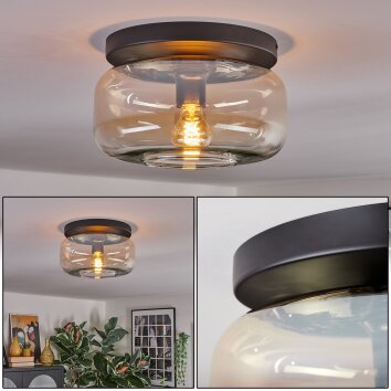 Boza ceiling light, globe light Amber, clear, 1-light source