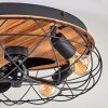 Tourais ceiling light, Ceiling fan light LED Wood like finish, black, 4-light sources, Remote control