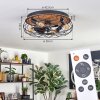 Tourais ceiling light, Ceiling fan light LED Wood like finish, black, 4-light sources, Remote control