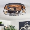 Tourais ceiling light, Ceiling fan light LED Wood like finish, black, 4-light sources, Remote control