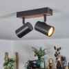 Gesteira ceiling light, ceiling spotlight Wood like finish, black, 2-light sources