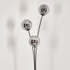 Gastor globe light, floor lamp chrome, Smoke-coloured, 3-light sources