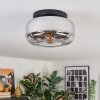 Boza ceiling light, globe light chrome, clear, Smoke-coloured, 1-light source