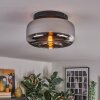 Boza ceiling light, globe light chrome, Smoke-coloured, 1-light source