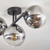 Gastor ceiling light, globe light clear, Smoke-coloured, 3-light sources