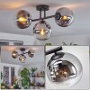 Gastor ceiling light, globe light chrome, clear, Smoke-coloured, 3-light sources