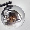 Gastor ceiling light, globe light chrome, clear, Smoke-coloured, 3-light sources