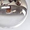 Chehalis ceiling light, globe light 76 cm chrome, clear, Smoke-coloured, 12-light sources