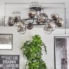 Chehalis ceiling light, globe light 76 cm chrome, clear, Smoke-coloured, 12-light sources