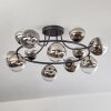 Chehalis ceiling light, globe light 76 cm chrome, clear, Smoke-coloured, 12-light sources