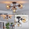 Koyoto ceiling light, globe light Amber, clear, Smoke-coloured, 3-light sources