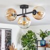 Gastor ceiling light, globe light Amber, clear, 3-light sources