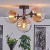 Gastor ceiling light, globe light Amber, clear, 3-light sources