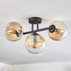 Gastor ceiling light, globe light Amber, clear, 3-light sources