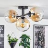 Gastor ceiling light, globe light Amber, clear, 3-light sources