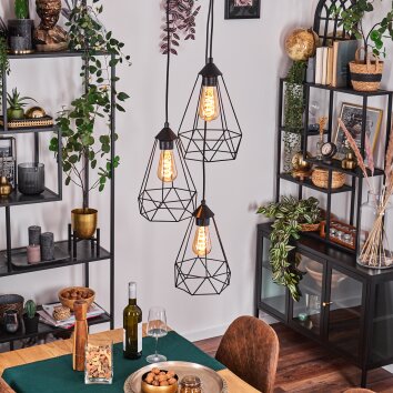 Kigali hanging light, pendant light black, 3-light sources