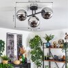 Gastor ceiling light, globe light chrome, Smoke-coloured, 3-light sources