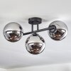 Gastor ceiling light, globe light chrome, Smoke-coloured, 3-light sources