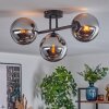 Gastor ceiling light, globe light chrome, Smoke-coloured, 3-light sources