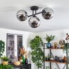 Gastor ceiling light, globe light chrome, Smoke-coloured, 3-light sources