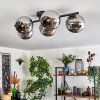 Koyoto ceiling light, globe light chrome, Smoke-coloured, 5-light sources