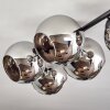 Koyoto ceiling light, globe light chrome, Smoke-coloured, 5-light sources