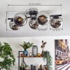 Koyoto ceiling light, globe light chrome, Smoke-coloured, 5-light sources