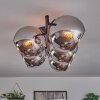 Koyoto ceiling light, globe light chrome, Smoke-coloured, 5-light sources