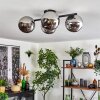 Koyoto ceiling light, globe light chrome, Smoke-coloured, 4-light sources