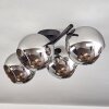 Koyoto ceiling light, globe light chrome, Smoke-coloured, 4-light sources