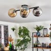 Koyoto ceiling light, globe light Amber, chrome, Smoke-coloured, 4-light sources