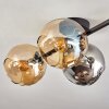 Koyoto ceiling light, globe light Amber, chrome, Smoke-coloured, 4-light sources