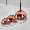 Gastor hanging light, globe light, pendant light clear, coppery, 3-light sources