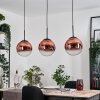 Gastor hanging light, globe light, pendant light clear, coppery, 3-light sources