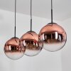 Gastor hanging light, globe light, pendant light clear, coppery, 3-light sources