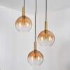 Grovsta hanging light, globe light, pendant light gold, black, 3-light sources