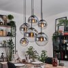 Gastor hanging light, globe light, pendant light clear, Smoke-coloured, 6-light sources