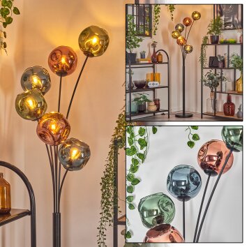 Ripoll floor lamp blue, green, coppery, 6-light sources